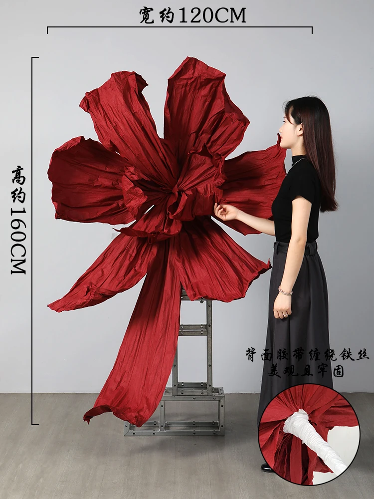 New wedding giant paper flower handmade pleated paper art plastic flower large wedding