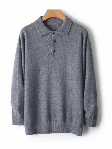 Smart Casual Autumn Winter Man Sweater Classic 100% Merino Wool Knitted Pullover Polo Collar Long Sleeve Clothes Tops Men Jumper - Image 4