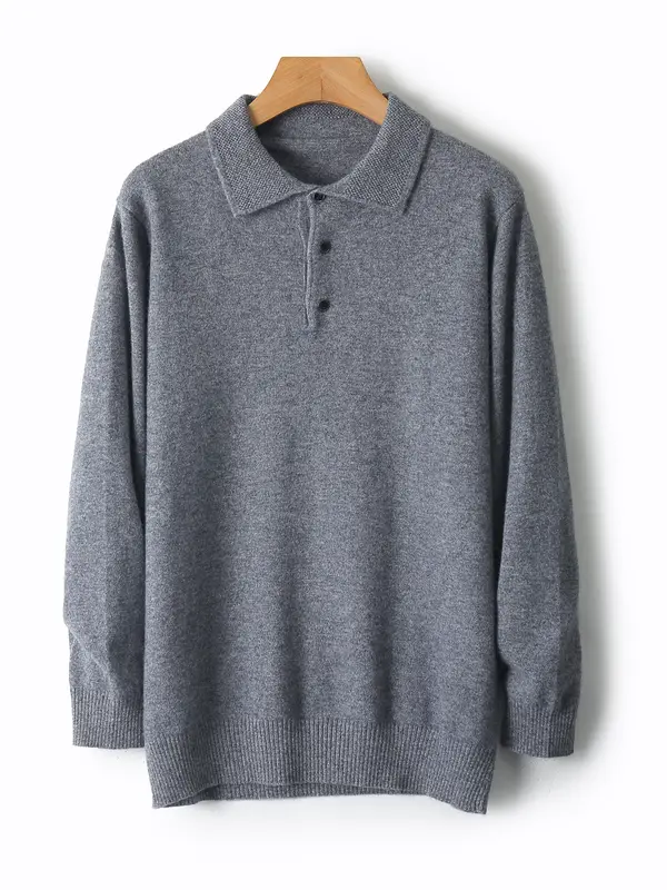 Smart Casual Autumn Winter Man Sweater Classic 100% Merino Wool Knitted Pullover Polo Collar Long Sleeve Clothes Tops Men Jumper - Image 4