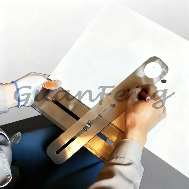 Stainless Steel Adjustable Tile Hole Locator, Universal Marking Ruler Puncher, Construction Tool for Glass, Ceramic