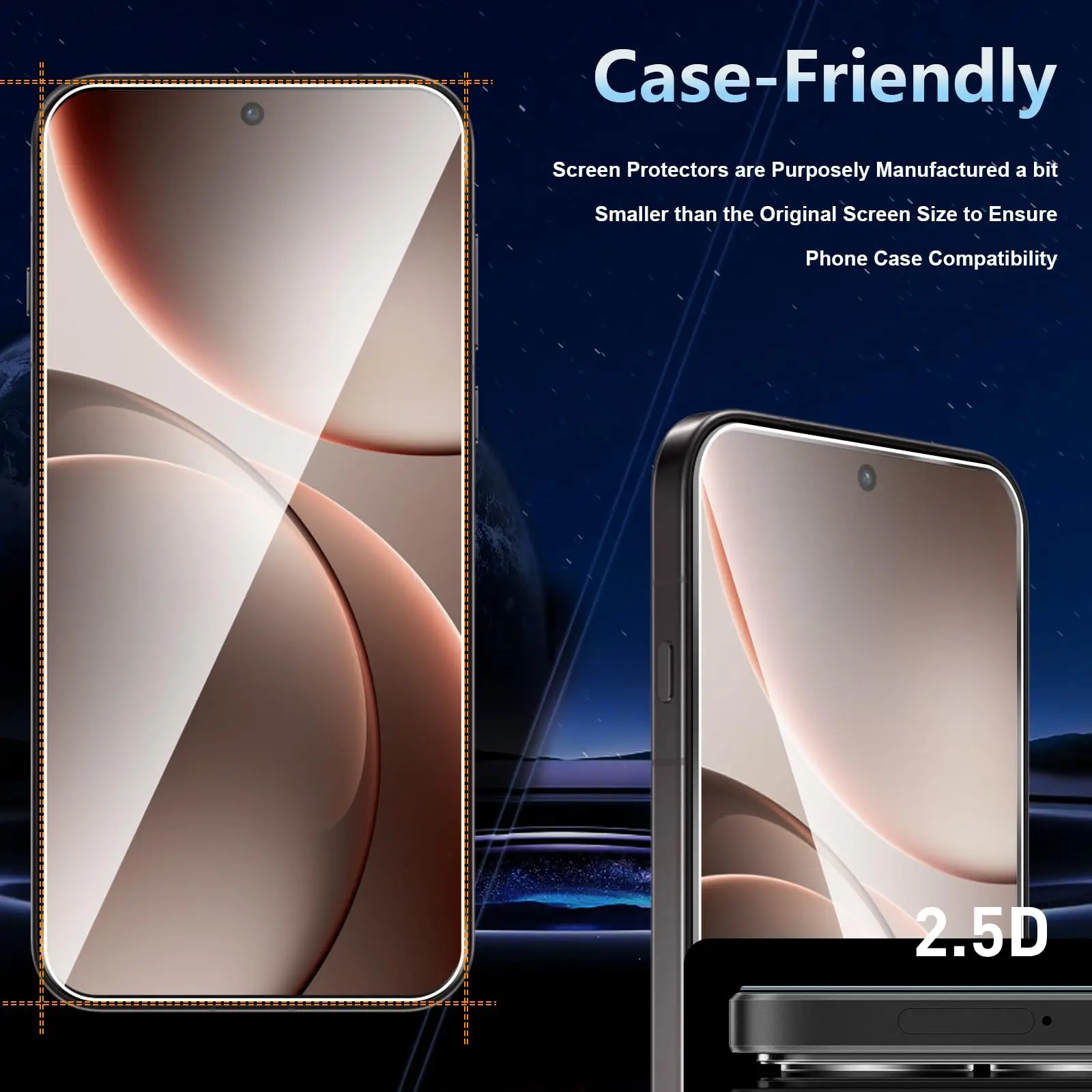 Displayschutzfolie für OPPO Find X9 Pro 6,78 Zoll, gehärtetes Glas, HD, 9H, transparent, kratzfest, case-freundlich – Detail 6