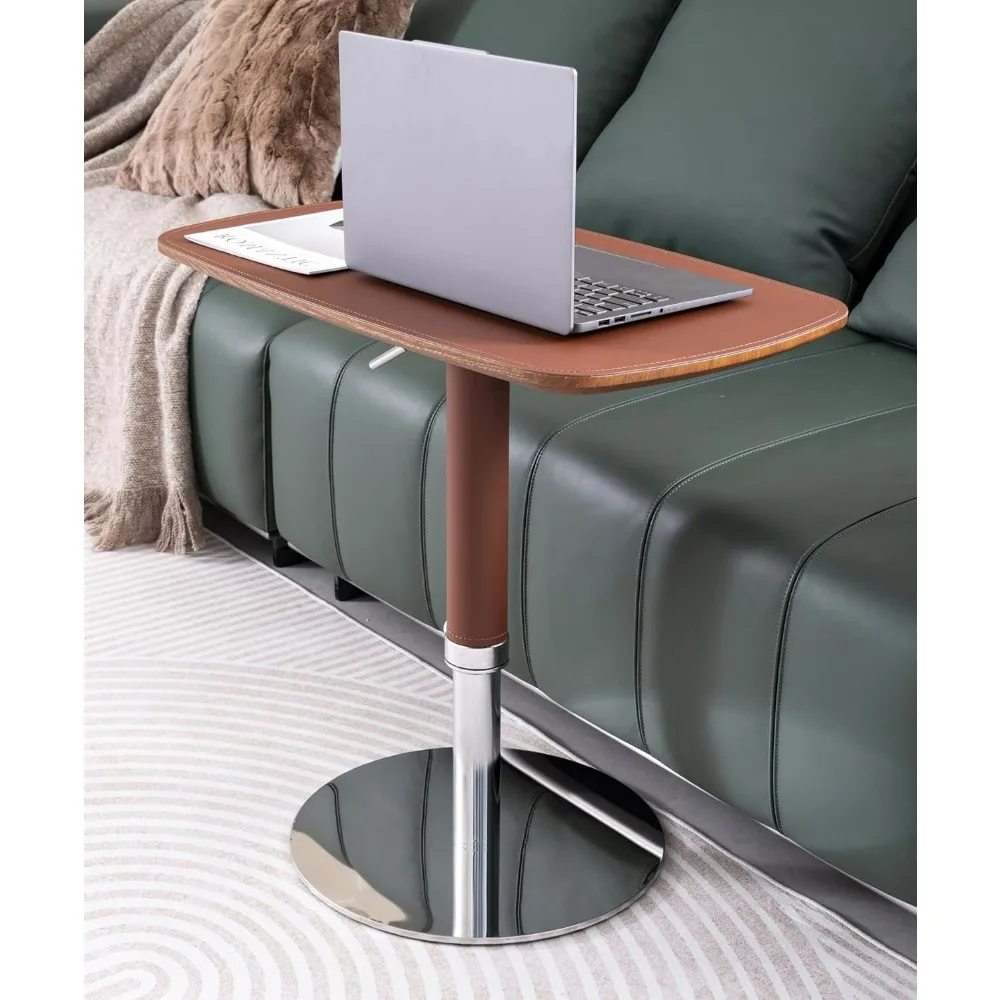 

Swivel Table with Faux Saddle Leather Cover & Heavy Duty Metal Chassis, Large Laptop Stand for Bed, Sturdy TV Tray fo