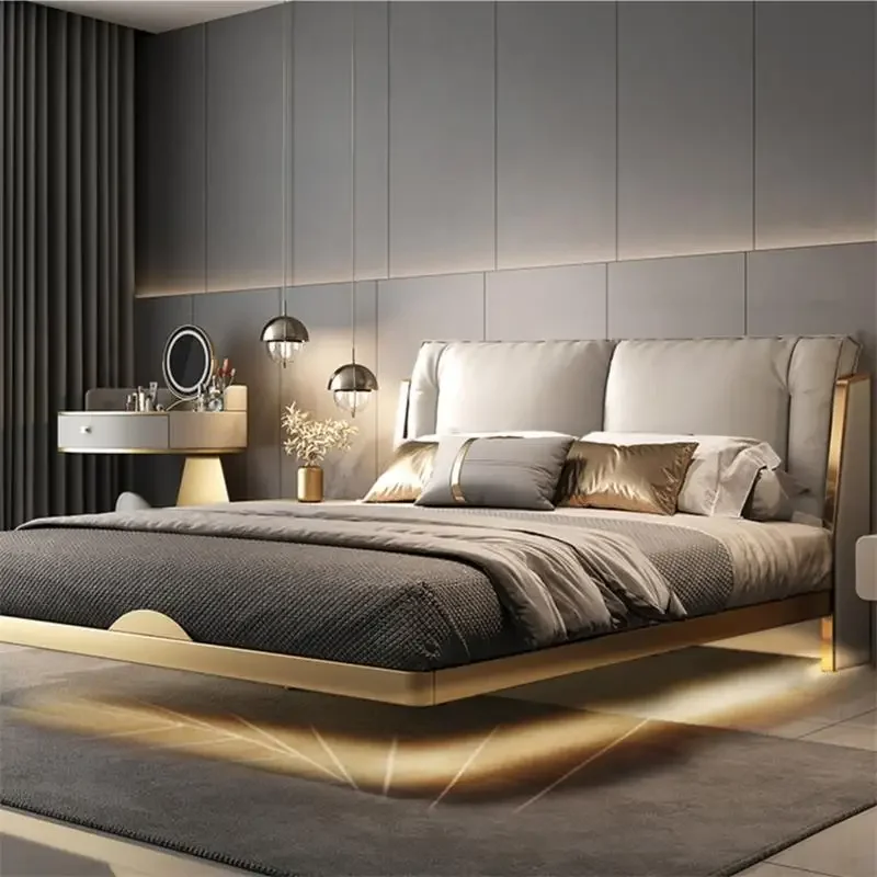 

Double Bed Base Frames Full Size Bed Frame Minimalist Italian Minimalist Leather Beds 2 People Suspension Beds Bedroom Furniture