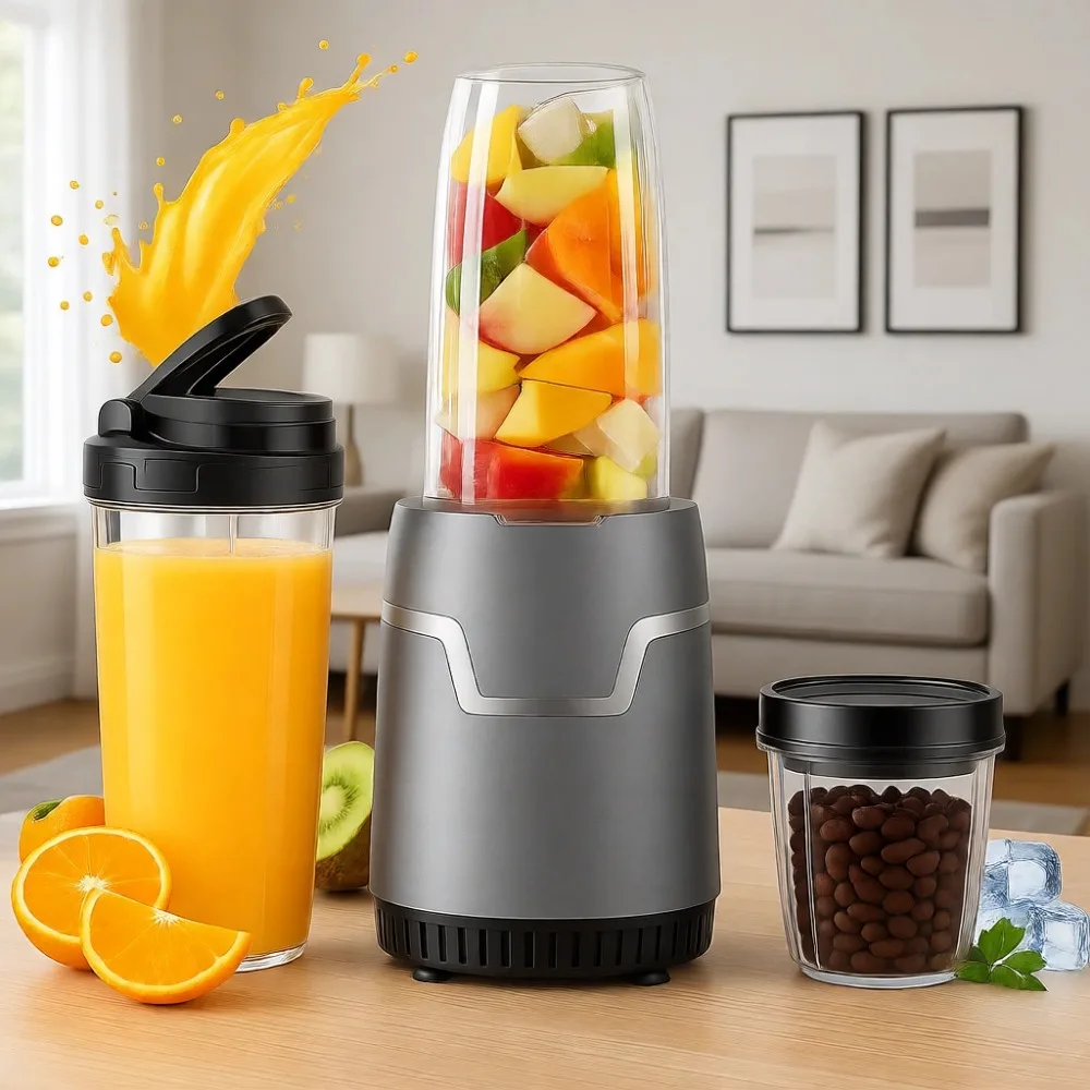 

High Powered Personal Smoothie Maker with Two Travel Cups for Shakes Baby Food Frozen Drinks
