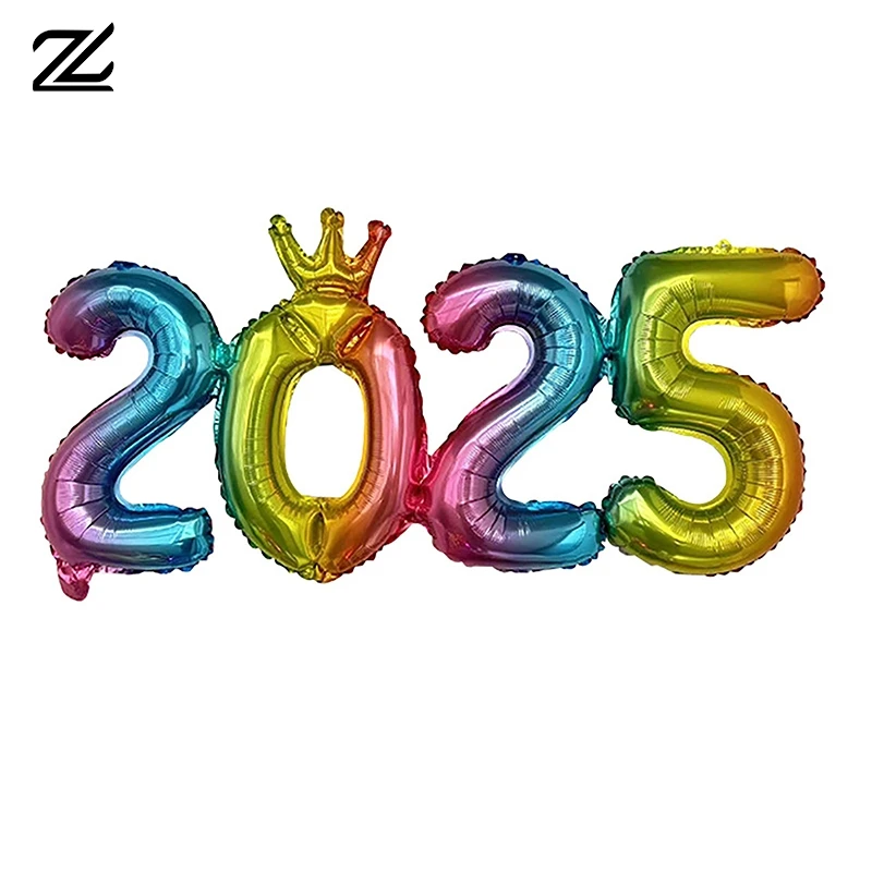 1pc 16inch Connection Crown 2025 Number Foil Balloons New Year 2025 Decoration Christmas Decorations