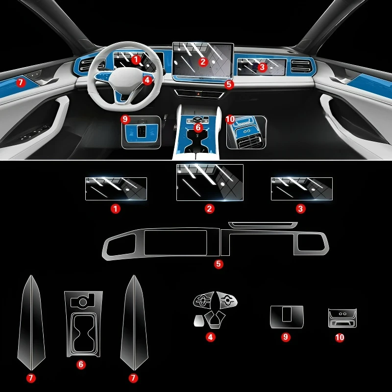 For Volkswagen Tiguan L Pro Dashboard Multimedia GPS Console Navigation Transparent Anti-Scratch Protection Film Modification26