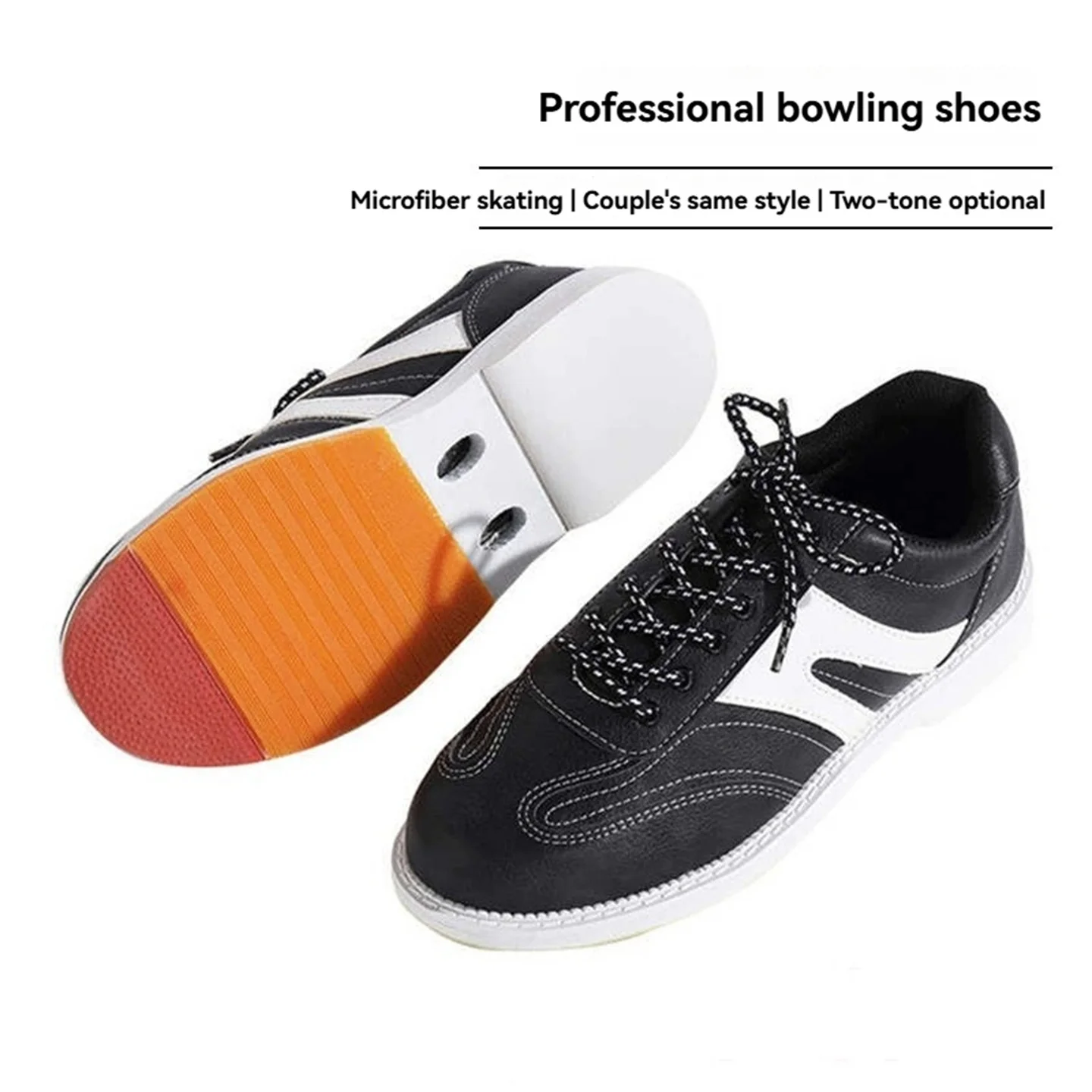 Unisex Bowling Shoes High-Durability PU Leather Upper, Microfiber Sliding & Breathable Sole - Bowling Alley Training Sneakers