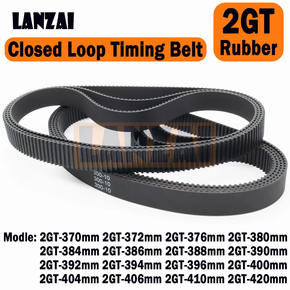 LANZAI 2GT guma časovací zavřeno smyčka pás C=388 390 392 394 396 400 404 406 410mm w=6/10/15mm 3D tiskárna 370 372 376 380 384 386