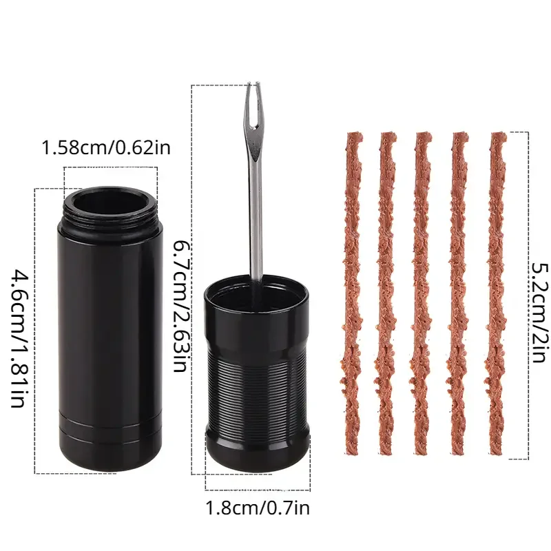 Kit de reparo de pneus, reparo a frio, tiras de reparo de punção de pneus a vácuo com plugues de borracha, cordas para manutenção de pneus de carro e motocicleta