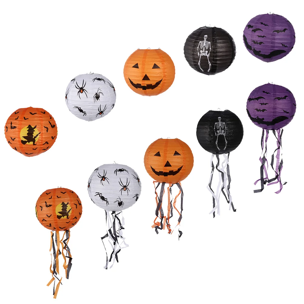 

10 Pcs Halloween Lantern Creepy Decor Pumpkin Spider Decoration Decorate Portable