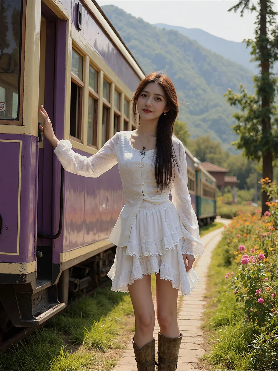 

Мини-юбки с оборками, черно-белые женские тюлевые юбки для торта, многослойные рюши, плиссированные эластичные талии, художественный минималистичный цветочный узор в стиле бохо