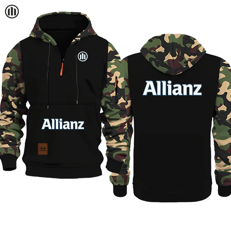 Allianz Autumn/Winter Men's New Style Casual Hooded Sweatshirt, high-quality camouflage pattern, with zipper long-sleeved pullov