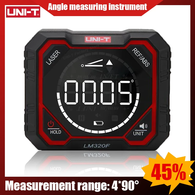 UNI-T Inclinometer Digital Angel Meter with Relative Absolute Angle Measurement 4×90° Magnetic Inclinometer LM320D LM320E LM320F