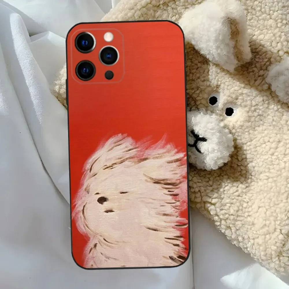 Cartoon Maltese Dog Puppy Cute  Phone Case For Apple iPhone 15,14,13,12,11,Pro,X,XS,Max,XR,Plus,Mini Soft Black Cover