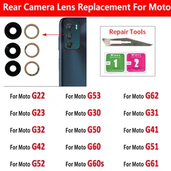 2Pcs，NEW Back Rear Camera Glass Lens With Ahesive Parts For Motorola Moto G22 G23 G32 G42 G52 G53 G30 G50 G60 G62 G71 G84 5G G82