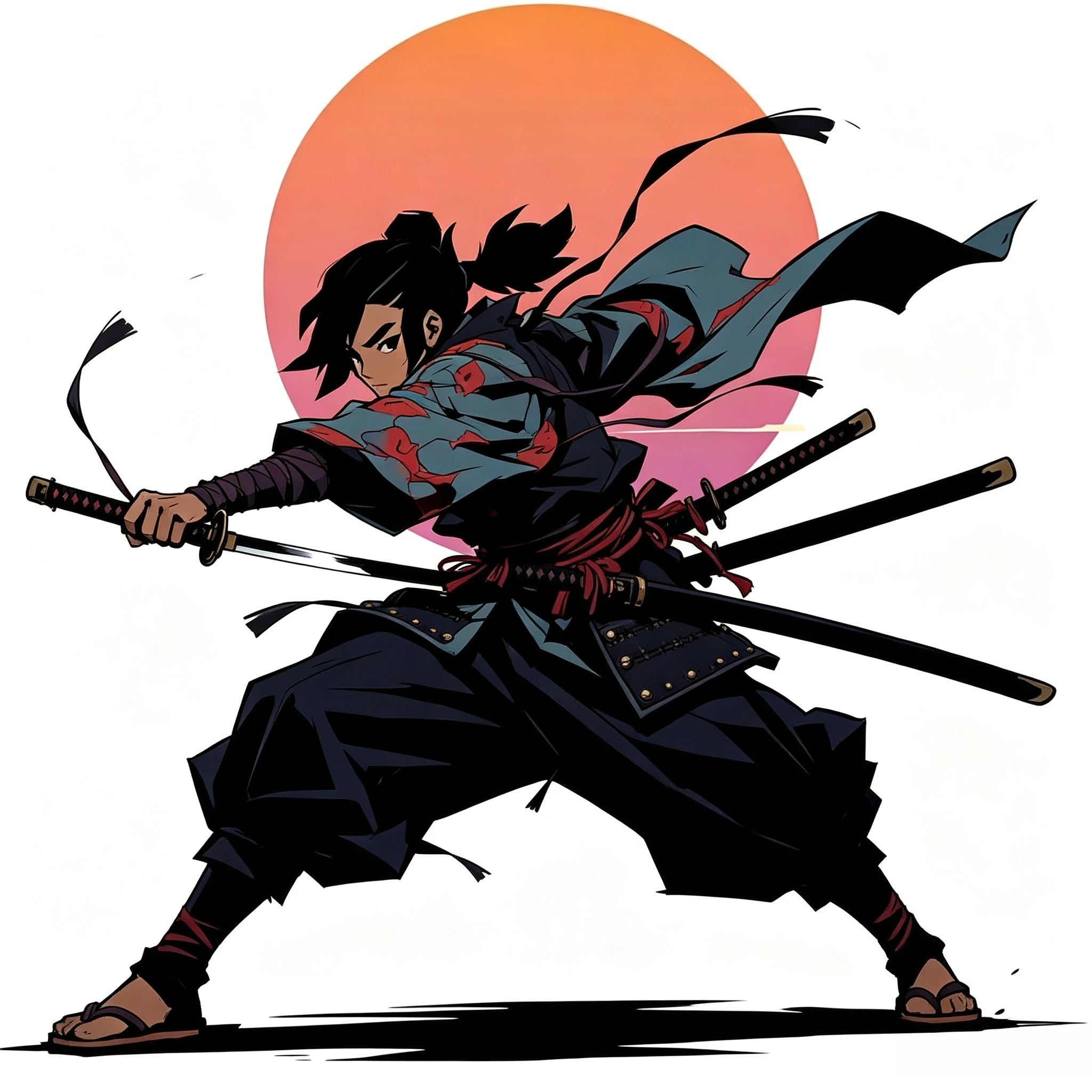 Cool Anime Samurai with Sunset Car Sticker, Waterproof Vinyl Decal for Auto Window & Luggage Decor