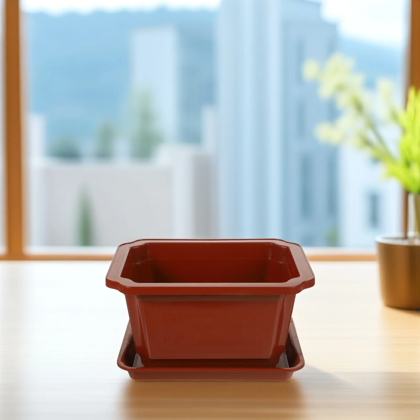

2 Sets Square Flower Pots Plastic Bonsai Pot Rectangle Planter Home Large Container Drainage Holes