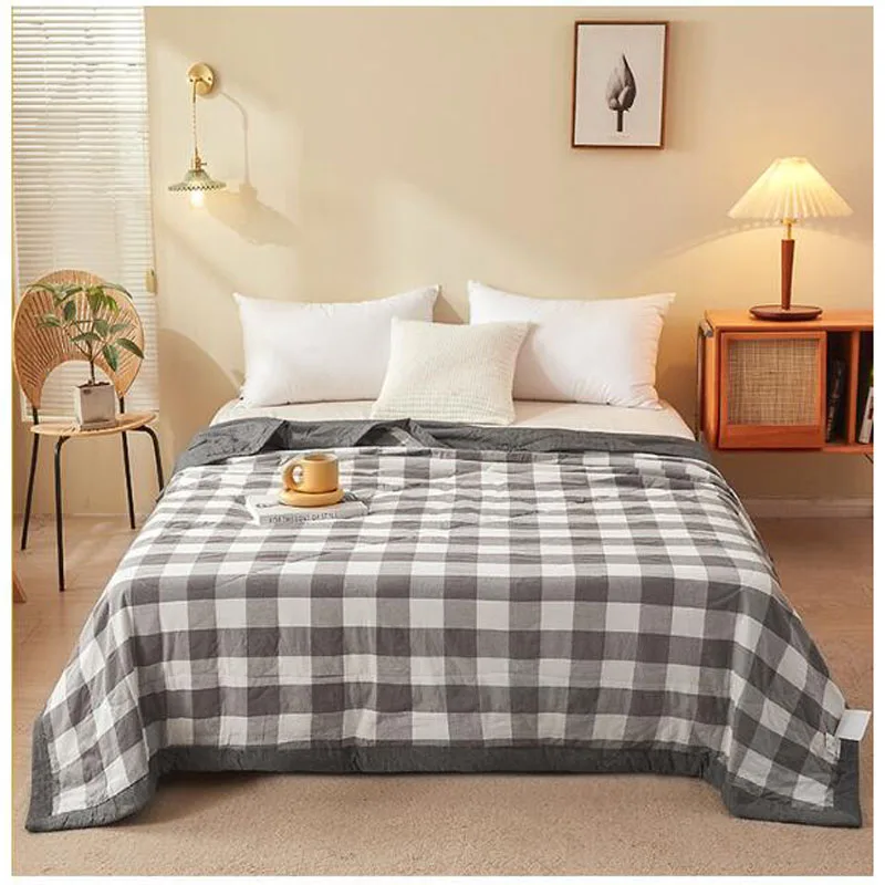 Summer Cotton Quilt Blanket Plaid Bedspread for Single Double Queen King Bed Air Condtion Thin Comforter Bed Cover Bedding