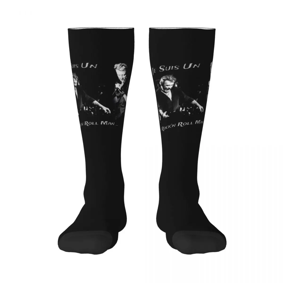 Rock Star  Johnny Hallyday Thigh Knee High Socks Women's Warm Fashion France Singer Stockings