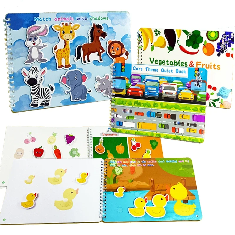 Kids Early Montessori Education Cognitive Quiet Book Repeat Stickers Children Toy Books Busy Board Matching Literacy Cards game