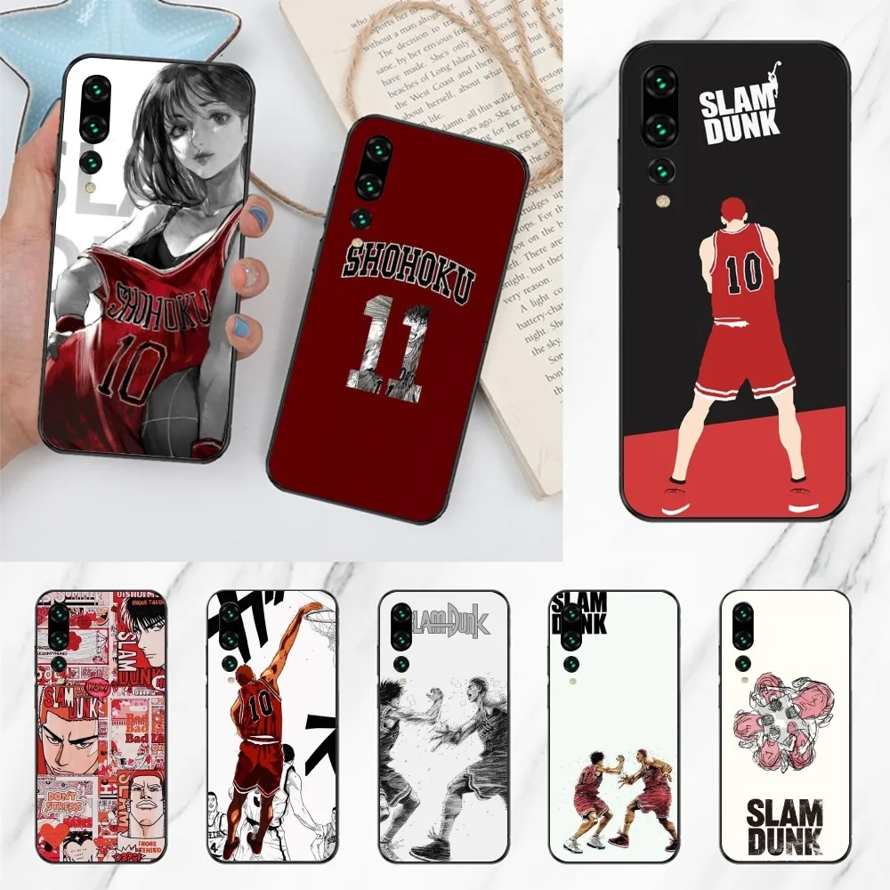 S-Slam Dunk Mobile Cell Phone Case for Huawei P50 P40 P30 Pro Lite P Smart 2021 2019 Magic 3 Black Soft Phone Cover Funda