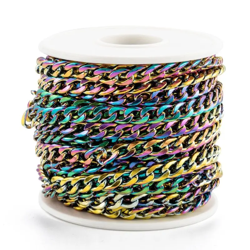 10m/roll 6mm wide 304 Stainless Steel Curb Chains Twisted Chains Link Chain Unwelded for Jewelry Making DIY Bracelet Necklace