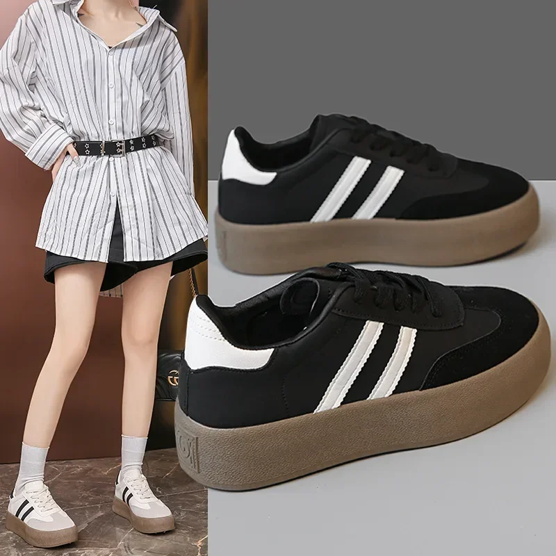 

Женские повседневные уличные кроссовки 2024, весенне-осенняя спортивная обувь с круглым носком на шнуровке, вулканизированная обувь, Zapatos De Mujer