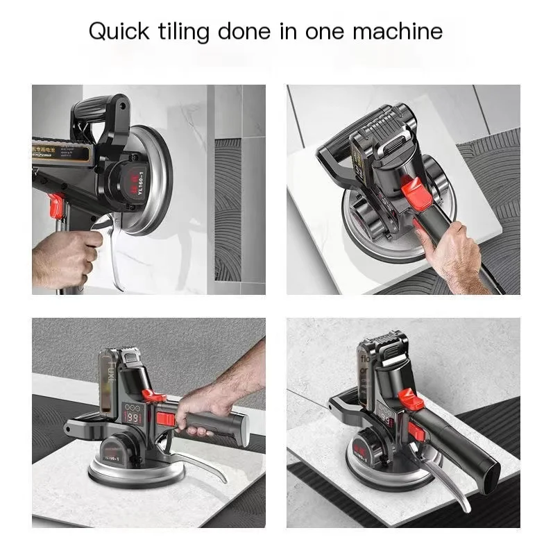 Multifunctional 220V Digital Display Tiling Machine Tiles Vibrator Aluminum/ Rubber Bottom Tiles Suction Cup Floor Leveling Tool