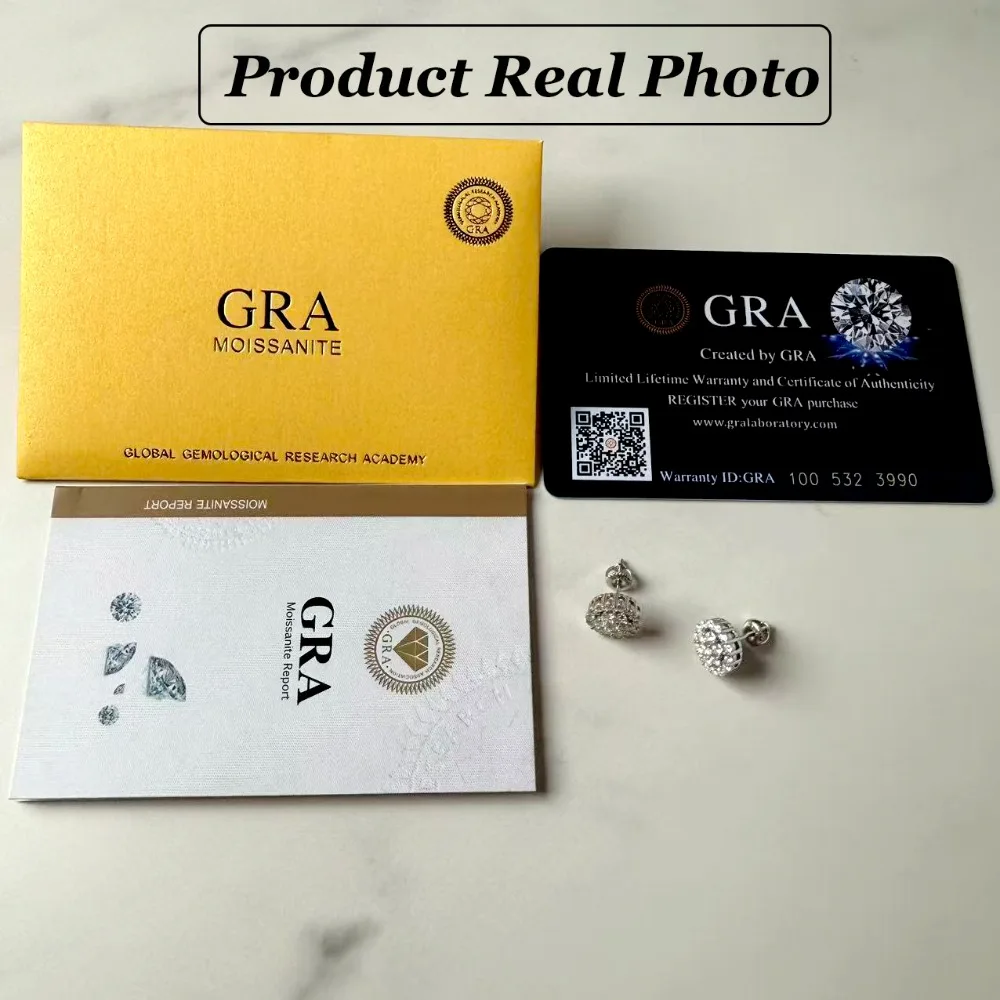Vollständig mit Moissanit besetzte D-Farbene Hip-Hop-Ohrringe für Damen und Herren, 925 Sterling Silber Schraubverschluss-Ohrstecker, Hochwertige Feine Schmuckstücke als Geschenk für Frauen – Detail 9
