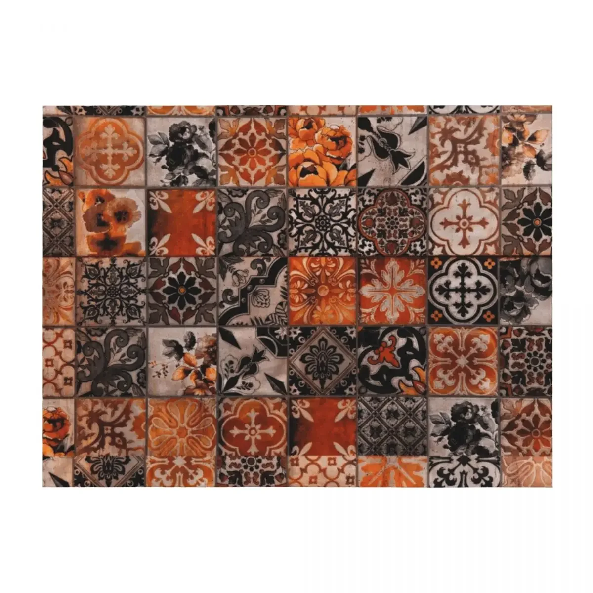 

Orange Tiles Throw Blanket Thins Blankets Sofas Of Decoration Luxury Thicken Warm Blankets