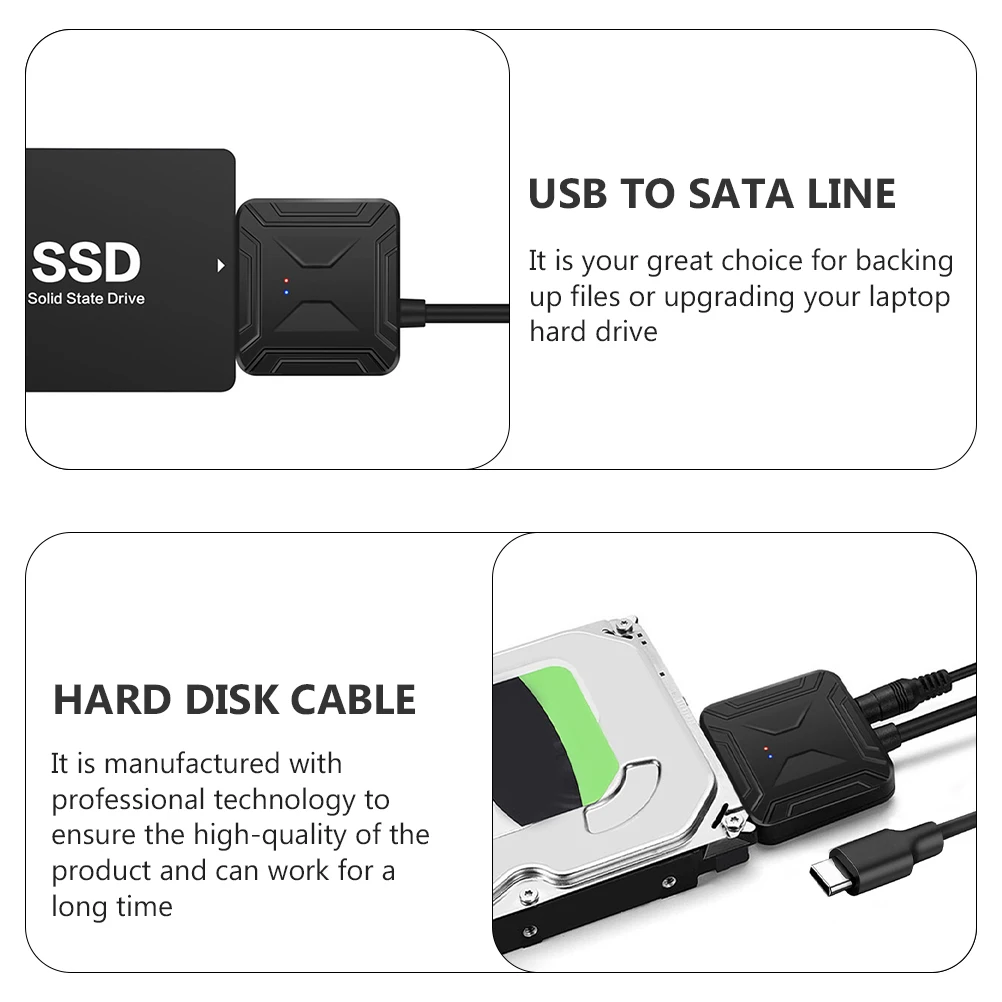 

Type C to Hard Drive Converter USB 3.0 5Gbps Data Cable Adapter 2.5 inch 3.5 inch 12V Support External Laptop Tablet Router