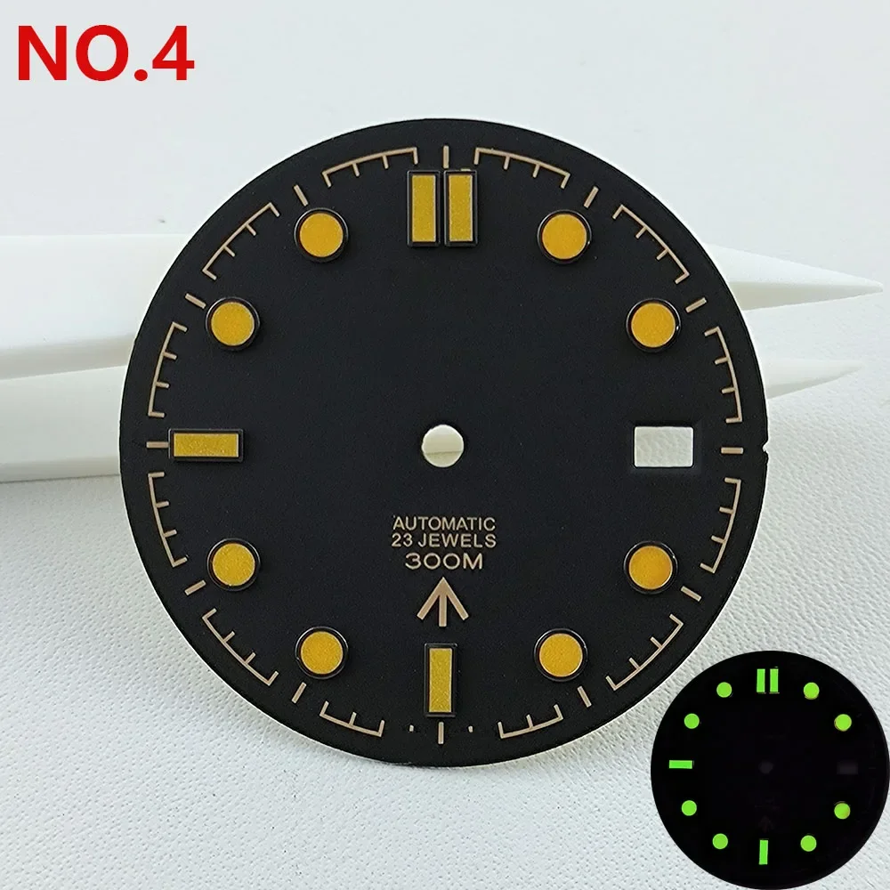 31mm NH35 Dial Watch S Dial Face Blue Luminous Mod Parts for Seamaster 300 NH35 NH36 Movement Watch Mod Parts Accessories