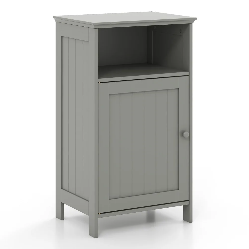 Bathroom Floor Storage Cabinet Side Table w/Adjustable Shelf & Open Compartment