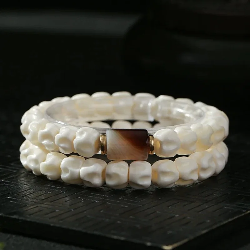Exquisite jewelry white jade phaseless bodhi old type beads loose beads ceramic bodhi bracelet diy cultural toy diamond star