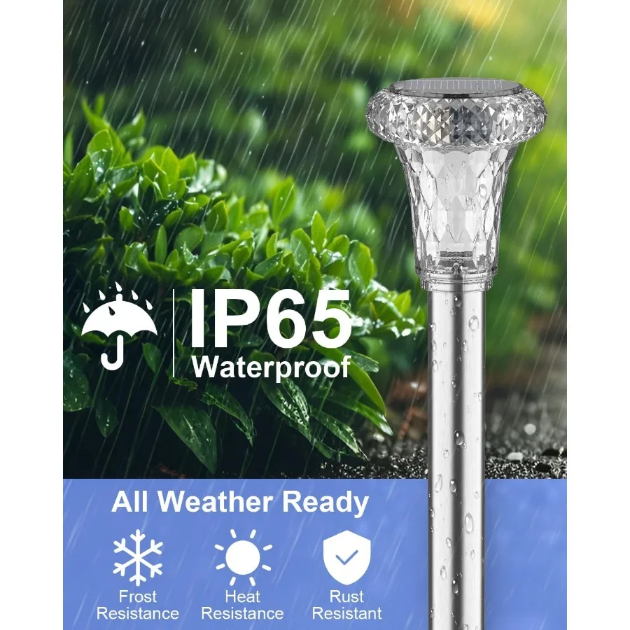 أضواء مسار الطاقة الشمسية الصغيرة في الهواء الطلق 12 حزمة مقاوم للماء ترقية مشرق LED أضواء الحديقة الشمسية الفولاذ المقاوم للصدأ أرض تعمل بالطاقة الشمسية