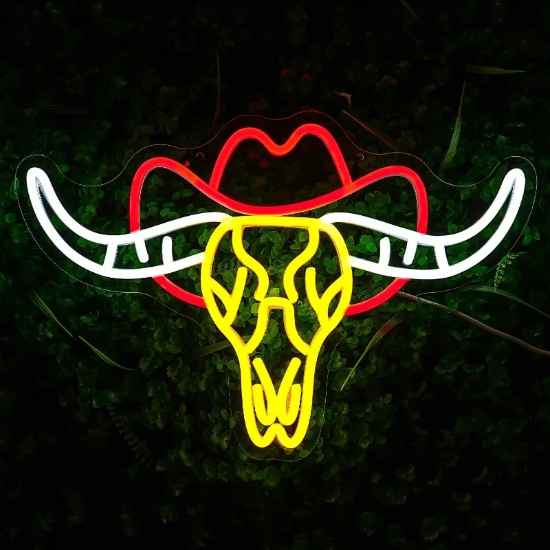 XM Bull Skull Neon for Wall Decoration LED Neon for Bedroom Bar Hotel Restaurant Decoration home decor party neon wall decor