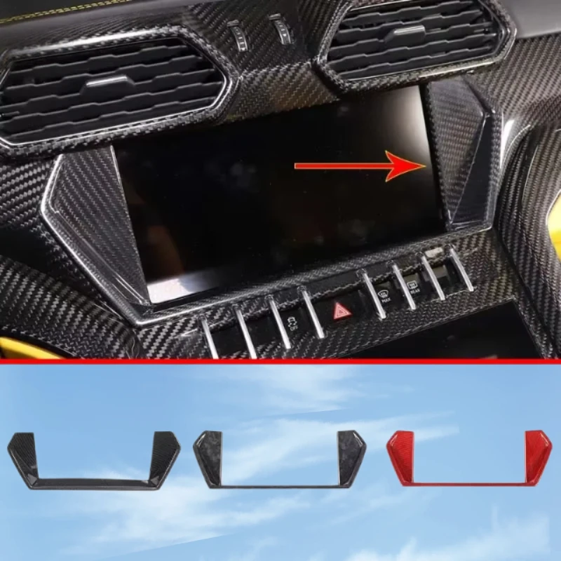 For Lamborghinis URUS 2018-2021 100% Carbon Fiber Car Styling Navigation Screen Frame Decorative Sticker Car Interior Accessorie