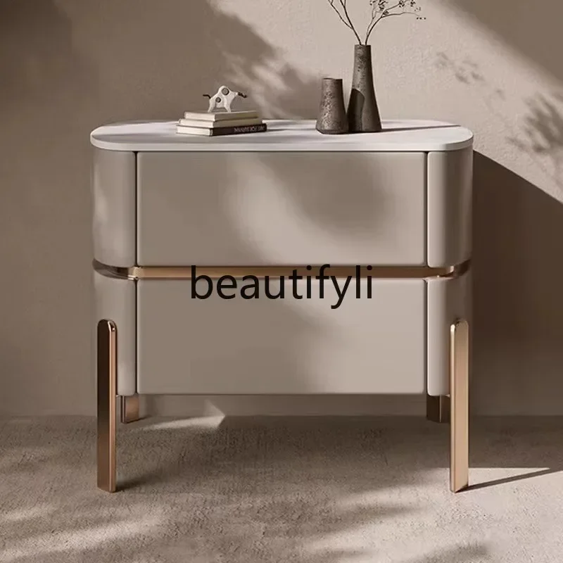 N178 G  New Italian liht luxury rock slab bedside table master bedroom simple modern hih-end bedside locker