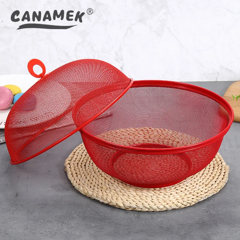 Mesh Fruit Basket With Lid Prevent Fly Kitchen Basket Vegetables Fruit Holder Kitchen Supplies Dining Table Decor Storage Box