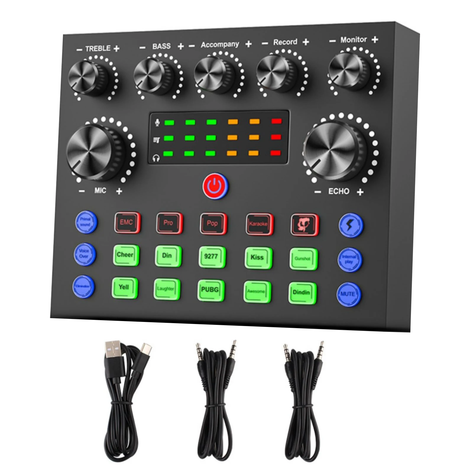 V8S Sound Card For Real-time Streaming Broadcasting For PC Computers with 10 Sound Effects 3 Inputs and Microphone Inputs