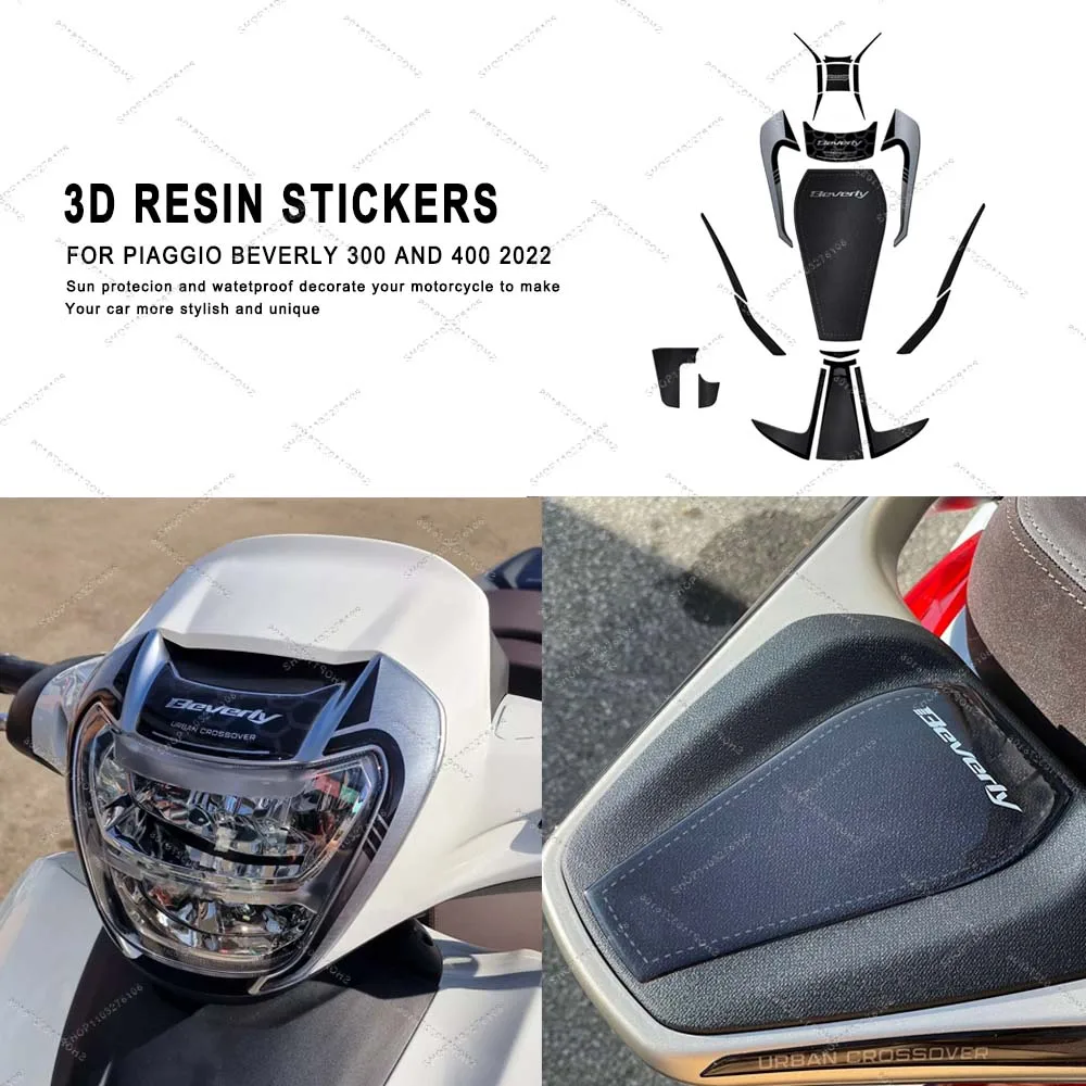 

For Piaggio Beverly 300 and 400 2022 Motorcycle tank pad 3D Epoxy Resin Sticker Kit Waterproof Anti-scratch Stickers