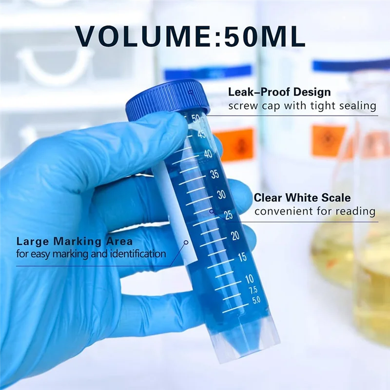 

0Z-50Ml Plastic Centrifuge Tubes With Screw Cap, 50 PCS 50Ml Self-Standing Plastic Test Tube Conical Tubes With Cap
