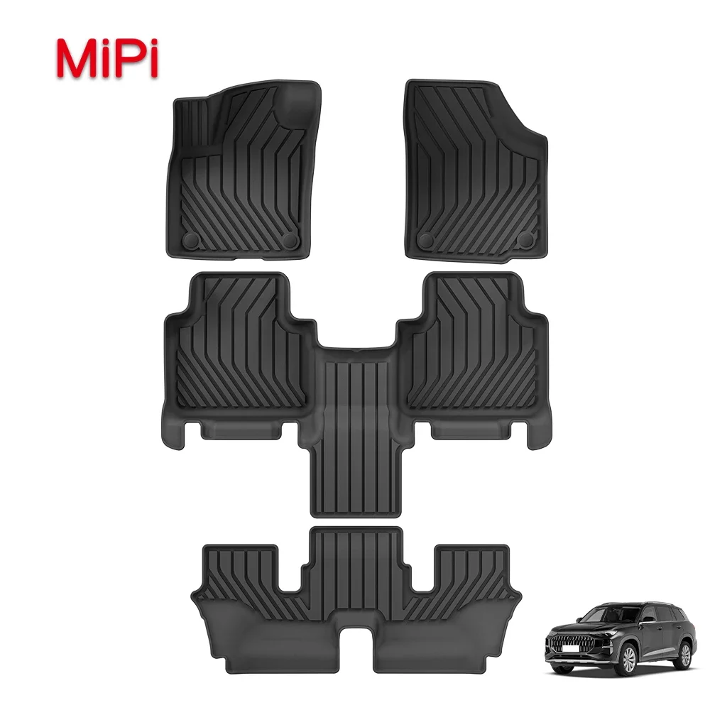 حصيرة أرضية سيارة مخصصة لجميع الأحوال الجوية TPE ثلاثية الأبعاد غير قابلة للانزلاق مقاومة للماء مع 6 مقاعد متوافقة مع 2024 Audi Q6