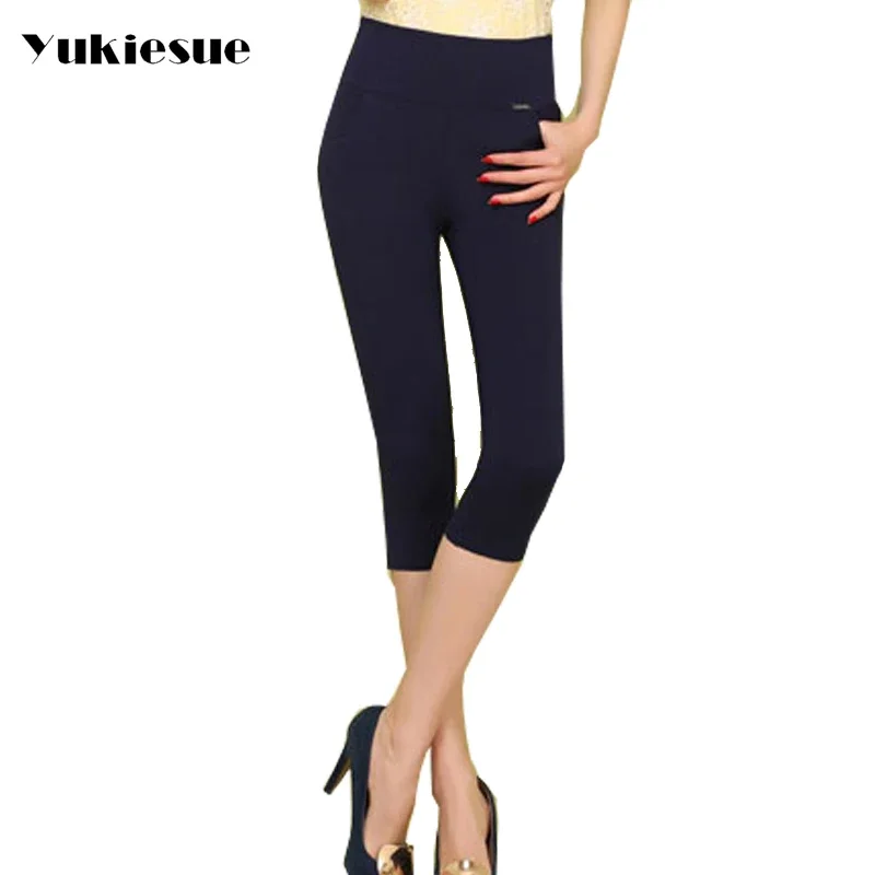 Hoge kwaliteit potlood broek capri vrouwen 2022 zomer stijl hoge taille elastische skinny broek vrouwelijke broek vrouw pantalon femme