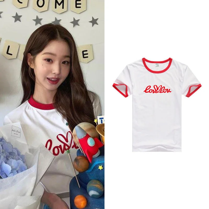 Kpop girl group Women's Group Ive Jang Wonyoung casual loose student short-sleeved Wonyoung t-shirt Gift