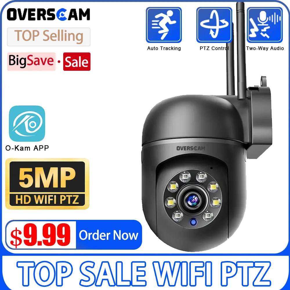 

O-KAM 5MP Wireless Indoor/Outdoor WIFI Camera 1080P CCTV Two Ways Audio Track Security MINI Camera Support 2.4G WIFI PTZ Control