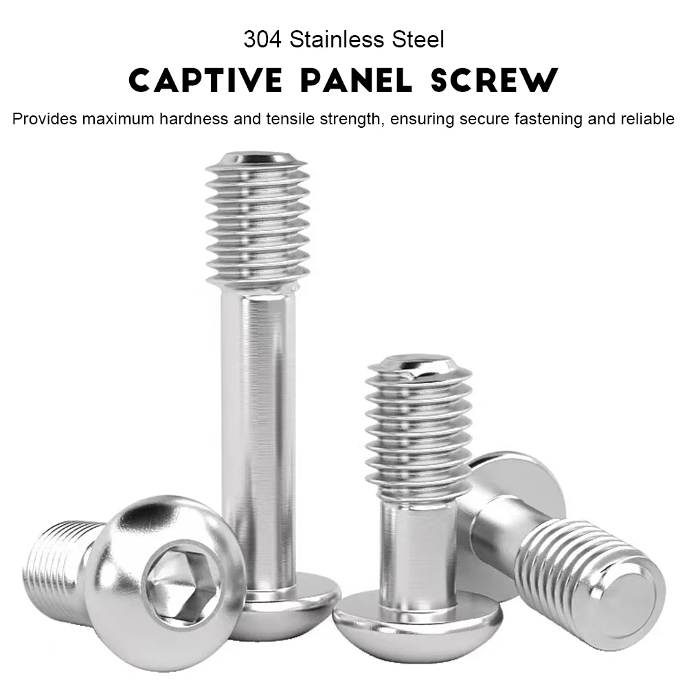 5-20pcs Hex Socket Button Head Captive Screw 304 Stainless Steel M2 M2.5 M3 M4 M5 M6 M8 Round Head Allen Captive Panel Screws
