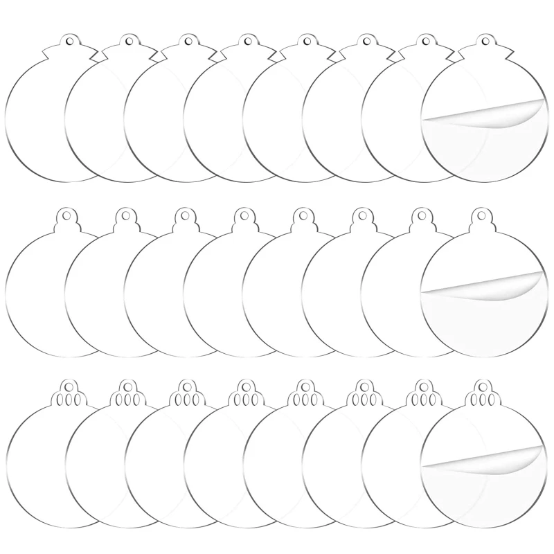 Clear Blank Acrylic Christmas Ornament,Acrylic Keychain Blanks,Unfinished Round Acrylic Christmas Ornament for DIY Craft N2UE