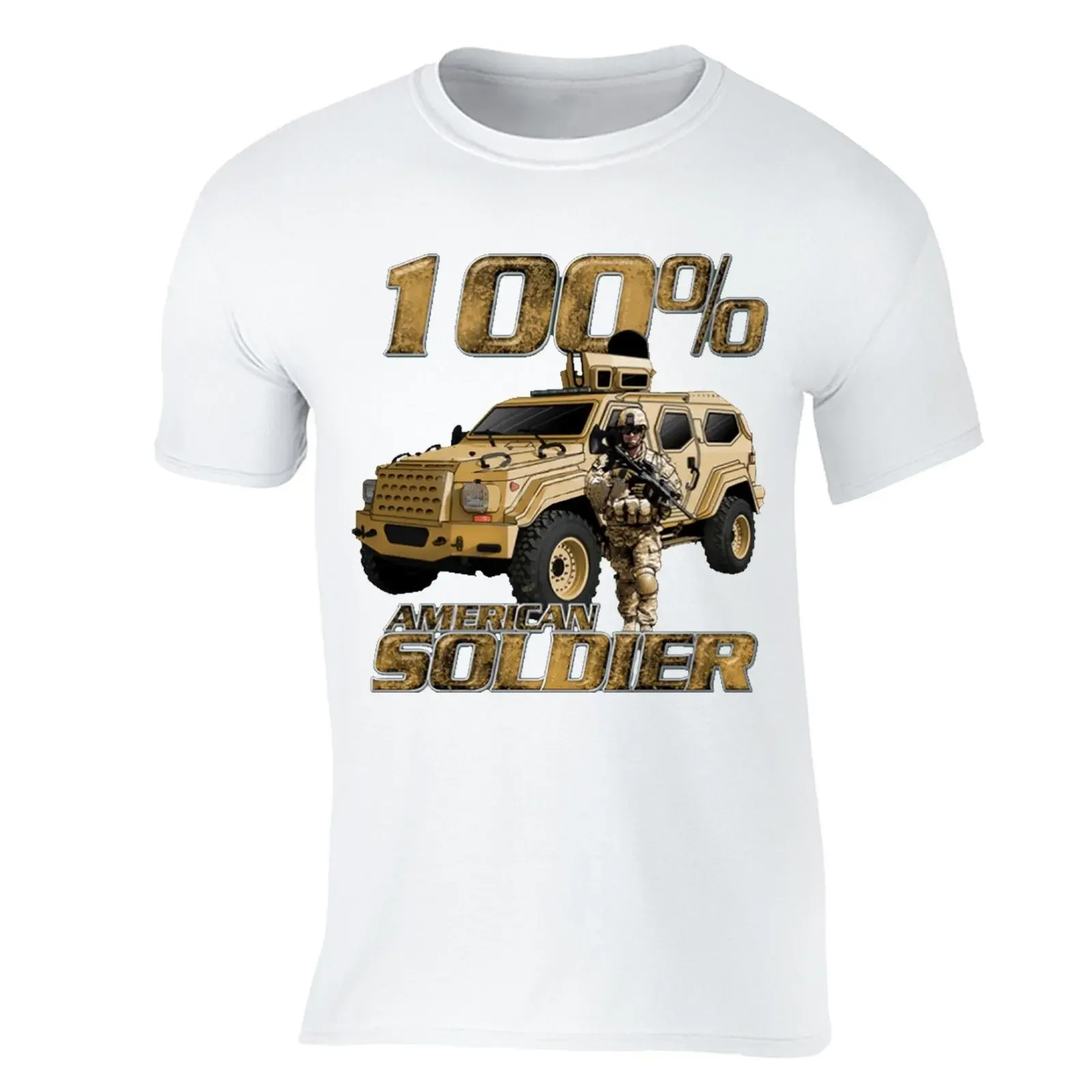 US Army Soldier Patriot Assault Vehicle Graphic Printed T-Shirt. Summer Cotton O-Neck Short Sleeve Mens T Shirt New S-3XL