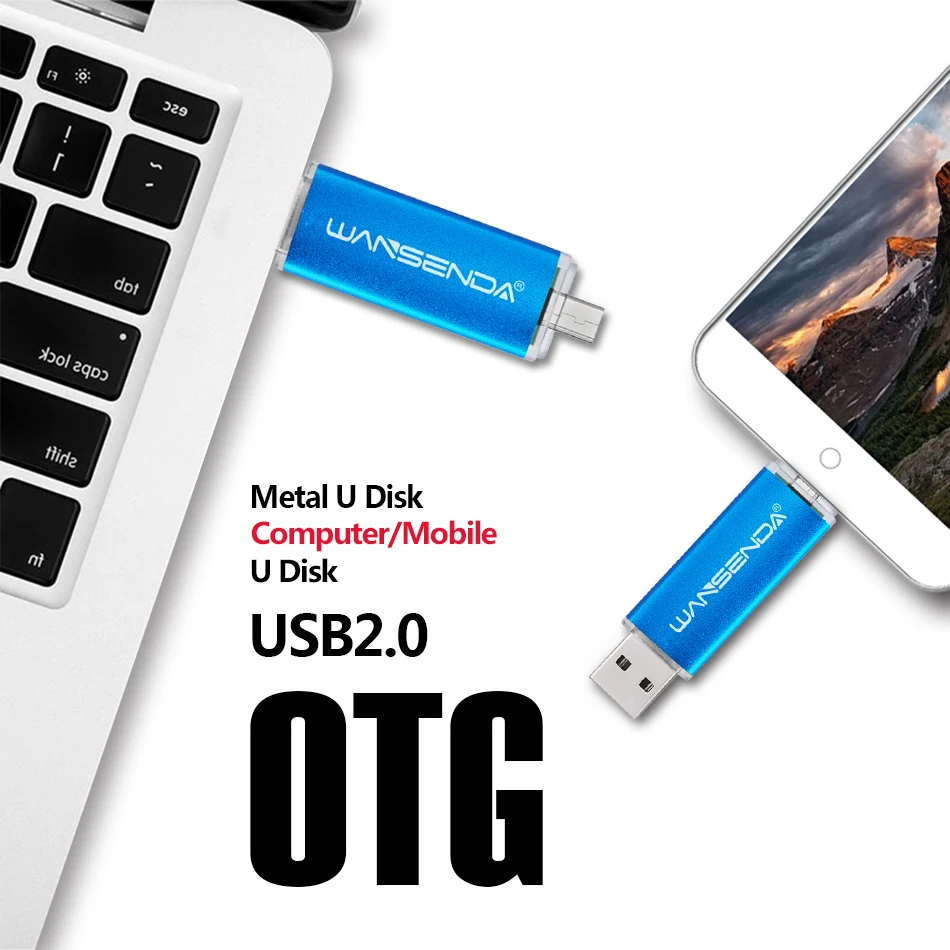 WANSENDA Chiavetta USB in metallo 32GB 64GB OTG Pen Drive per Android Mobile 16GB 128GB 256GB Pendrive Chiavetta USB Memory Stick Flash Disk